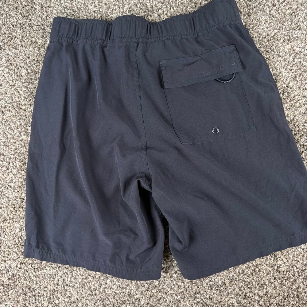 Spyder Mens Swim Trunks Black Board Shorts Zipper Pocket Drawstring 31 Waist